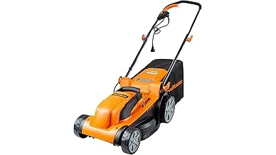 Most Popular 10 Electric Riding Lawn Mower 1 The image shows a sleek, modern electric riding lawn mower parked on a green lawn, ready for use.
