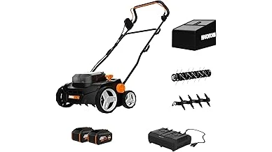 The image shows a powerful lawn mower expertly navigating a challenging, uneven outdoor landscape.