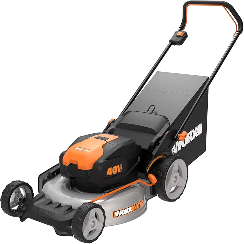 Worx 20-Inch Cordless Push Lawn Mower. 3-in-1 Electric Mower with Coll
