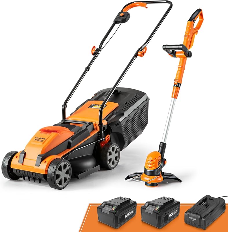 Top 5 Best Commercial Electric Lawn Mowers 6 LawnMaster 24V Max 13-Inch Cordless Lawn Mower and 10-Inch Grass Trimm