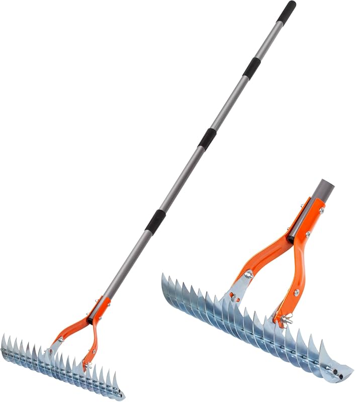 Walensee Thatch Rake, 15-Inch Lawn Thatching Rake, Robust Dethatcher R