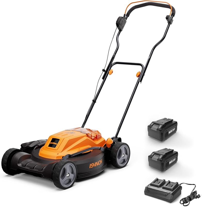 LawnMaster 19-inch Brushless Cordless Lawn Mower with Battery, Charger