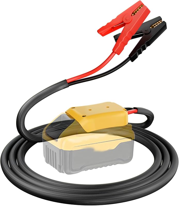 4.9FT Jumper Cables with Dewalt 20V Battery Adapter for Car Jump Start