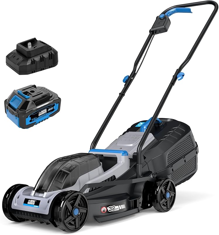 ROYAL 13-Inch Cordless Electric Push Mower with 5-Height Adjust and Ba