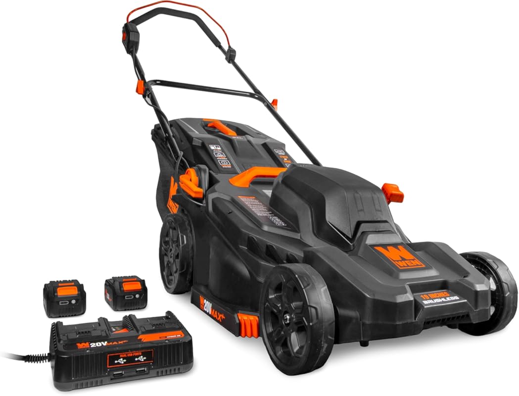 WEN 19-Inch Cordless Brushless Lawn Mower and Mulcher with Battery and