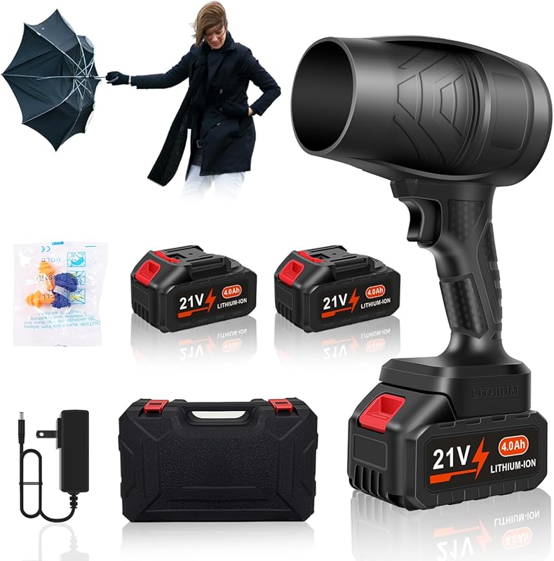 Leaf Blower Cordless, Powerful Handheld Electric Blower with 2×21V Bat