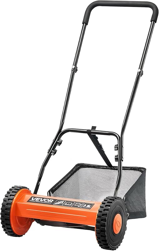 VEVOR 14-Inch 5-Blade Push Reel Lawn Mower with Adjustable Cutting Hei