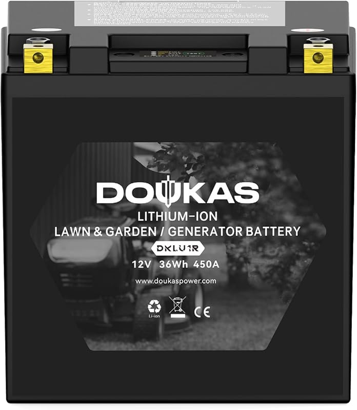 Powerful 12 Volt Lithium LiFePO4 Lawn Mower Battery, U1 Group, 450 CCA