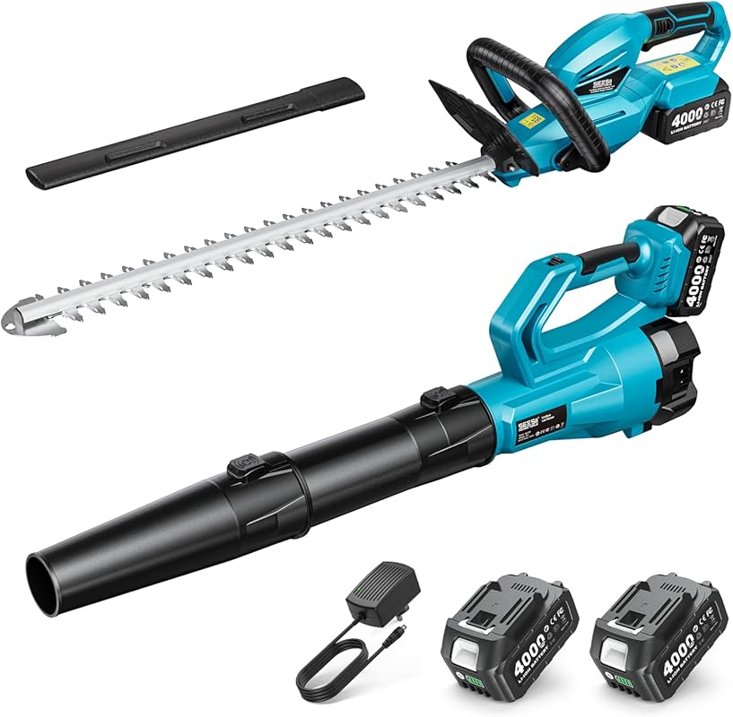 Top 5 Cordless Pole Hedge Trimmers for a Perfect Trim 7 SEESII Cordless Hedge Trimmer and Leaf Blower Combo, 2 Pcs 4.0Ah Batte