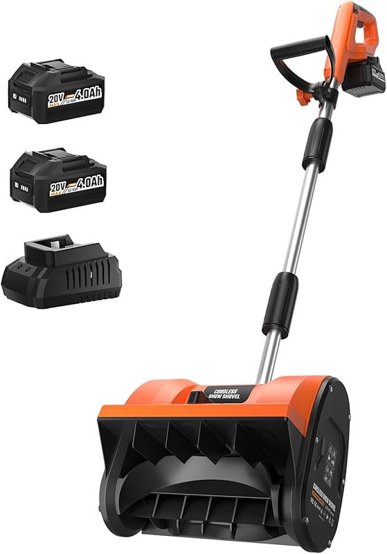 Cordless 12-inch Electric Snow Shovel with 20V Batteries, Charger, and