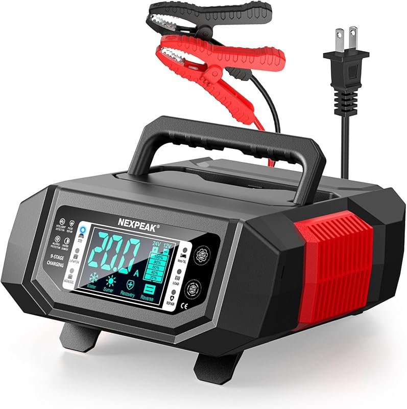 NEXPEAK 1-20A Trickle Battery Charger for 12V 24V LiFePO4, Lead Acid L