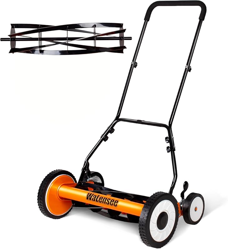 Walensee 20-Inch Push Reel Lawn Mower. 5-Blade Manual Mower with 9-Pos