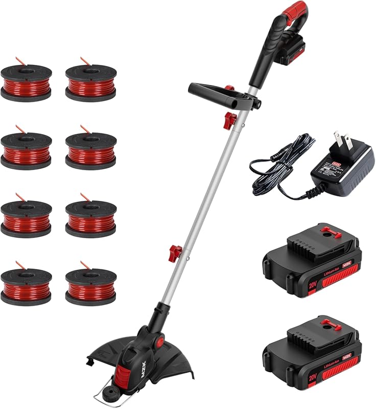 MZK 20V 12'' Cordless String Trimmer, Grass Trimmer&Edger with 8 Repla